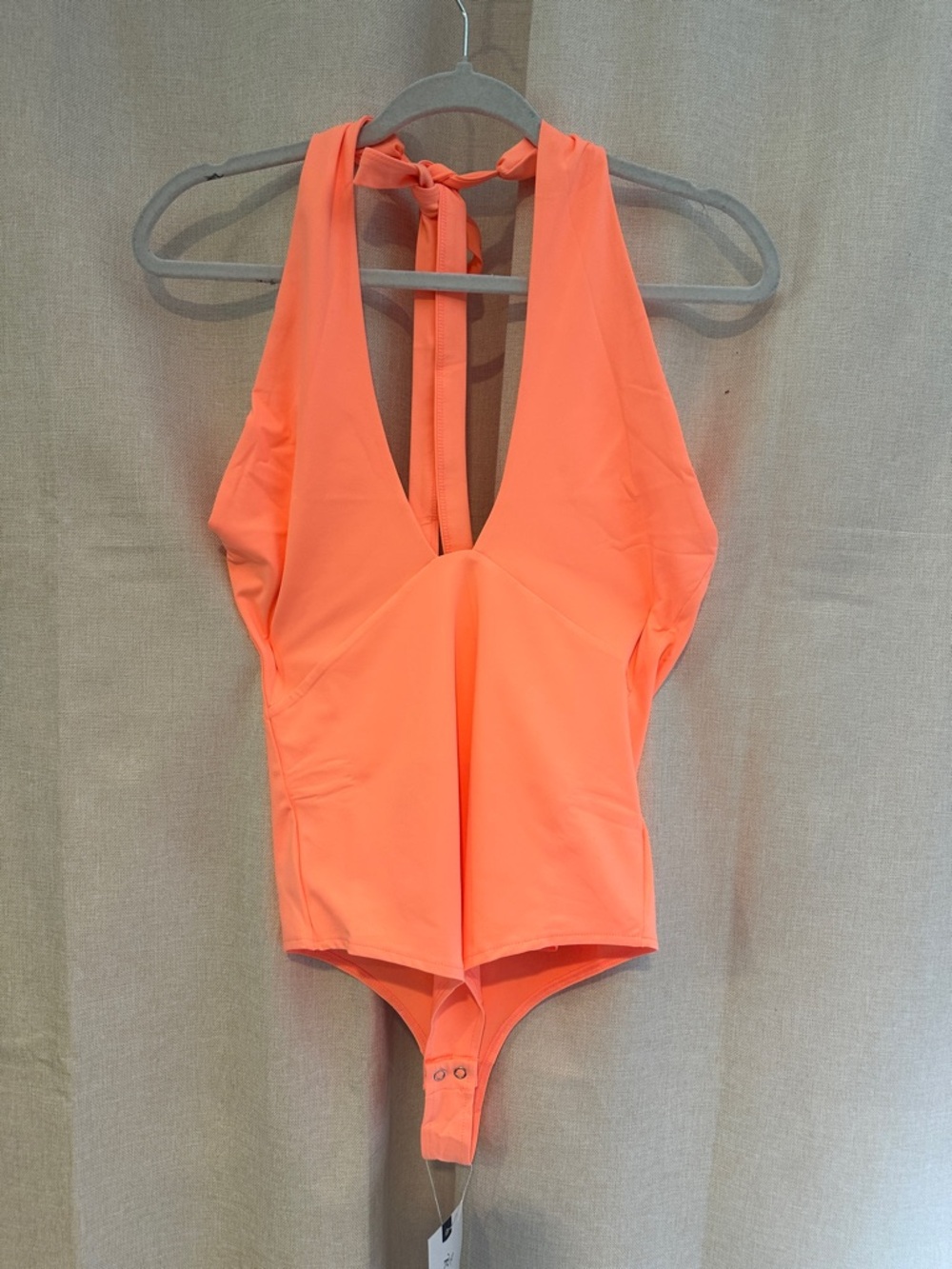 ReoRia Neon Coral Halter Bodysuit